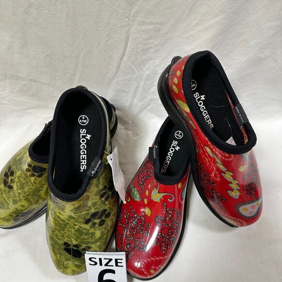Two for One Price!!! Sloggers Waterproof Rain Shoes - Red Paisley & Paw Green - Picture 4 of 4